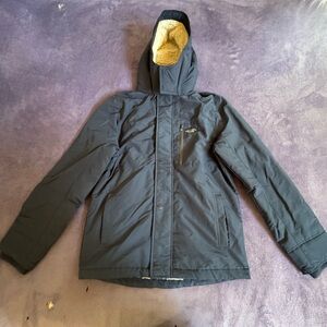Hollister Navy Hooded Jacket with Sherpa Lining